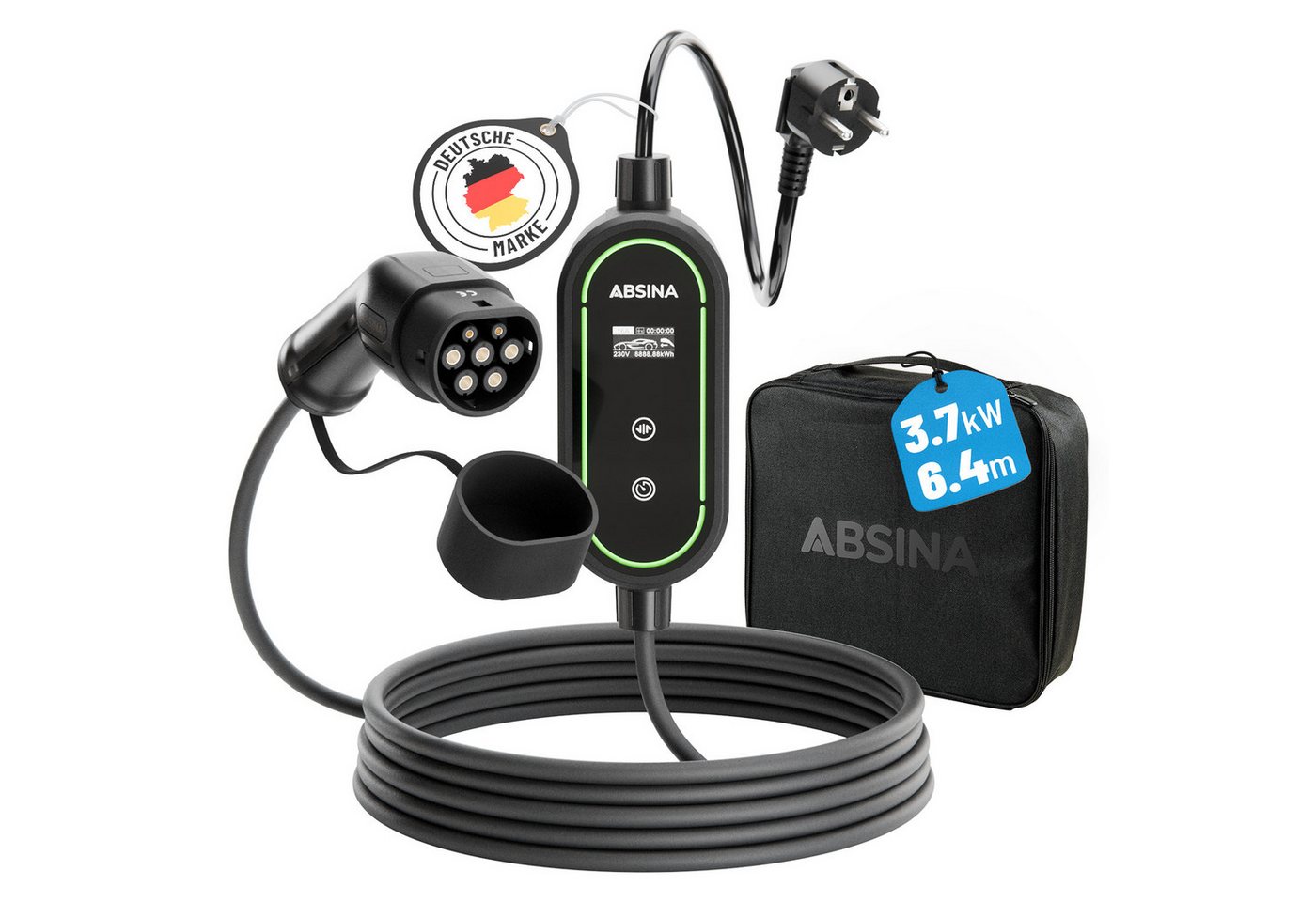 Absina ICCB Typ 2 Ladekabel Schuko, 3,7 kW, 16 A