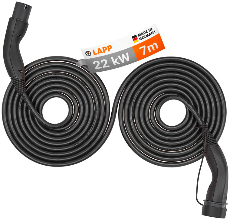 LAPP Doppelhelix Ladekabel Typ 2, 22 kW, 32 A, 3-phasig, 7 m, schwarz